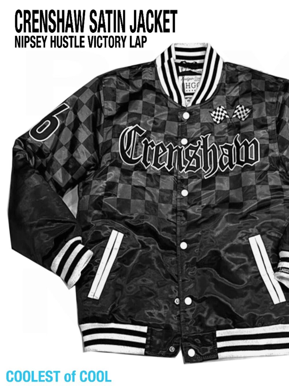 Headgear Classics Nipsey Hussle Victory Lap Crenshaw Satin Jacket Black 2XL HGC